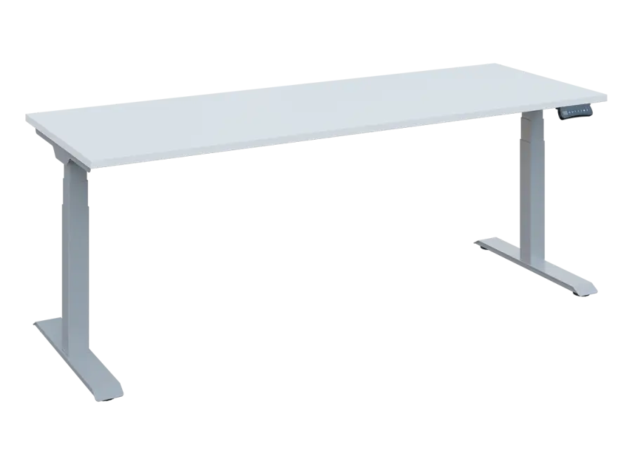 Fleximax 27-20 výškově nastavitelný stůl, kovová podnož stříbrná, deska 25 mm, široký 2000 mm, bílá